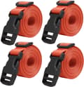 Bagageremmar 4-pack, justerbara med plastspännen, 198 cm långa, 2,5 cm breda, för resväskor, väskor och flytt, orange