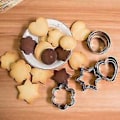 Miniatyrbilde 4 av 5: Metallkakeformsett, minikakeform for baking (12 stk runde hjerteformede stjerneformede kakeformer)