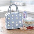 Miniatyrbillede 2 af 4: Isoleret frokostpose, bærbar termisk frokostpose køletaske Daisy mønster frokostboks arrangør tote taske arbejde skole picnic camping rejse (grå blå)