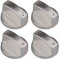 Miniatyrbilde 1 av 5: Gassknapp, 4 stk. Metall 6mm Universal Sølv Gasskomfyr Adapter Knapp Kontrollbryter Kokekontroll Overflate Lås