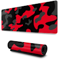 Miniatyrbillede 1 af 5: Rød & Sort Camo Gaming Musemåtte - XXL Udstrakt Skrivebordsmåtte til PC/Laptop
