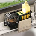 Stainless Steel Sink Organizer 23 x 10 x 9 cm - Automatic Drain Tray - For Kitchen Accessories - Black