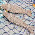 Miniatyrbillede 3 af 5: Håndskåret fiskeornament Hna-tema træskåret fisk vægdekoration