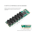 Pikkukuva 3 / 5: M.2 (pcie 3.0) 6-portin laajennuskortti Sata Iii 6g Ssd -sovitin 3 Sataiii -kaapelilla Pcie Gen3x2 Non-r