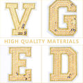 Miniatyrbillede 2 af 4: 56 stk. Sequin Guld Bogstav Patches Stryg på Patches Alfabet Tøj Patches