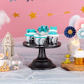 Miniatyrbillede 4 af 5: Sort Dessert Stativ Cookie Piedestal Stativ Metalbakker til Desserter Rund Gotisk Serveringsplade til Fødselsdag 7,87 Tommer / 20cm