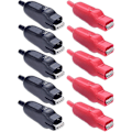 Miniatyrbillede 1 af 5: 10 stk. 20a PVC-isolerede krokodillenæb, isolerede krokodillenæb, batteriklips, elektrisk kredsløbsklemmetestklemme (rød og sort)
