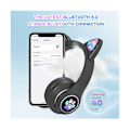 Pikkukuva 3 / 5: Lasten kuulokkeet mikrofonilla/rgb-led-valolla, Bluetooth-kuulokkeet /koulu/älypuhelin - musta