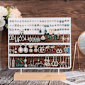 Miniatyrbillede 3 af 5: Øreringsstativ Display Stativ 3-lags Ørestik Holder Smykke Organizer Ørestik Øreringsholder 144 Huller Med Træbase Stativ Display Stativ Til Kvinder Pige
