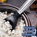 Miniatyrbillede 2 af 5: Silikonespatel til ris, ri serveringsske non-stick varmebestandig ske wokspatel risskovl sushiske til ris/mos (1 stk, sort)
