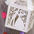 Miniatyrbillede 3 af 5: 100 stk. Luksus laser-cut fest bryllupsgave bånd slikæsker gaveæske borddekorationer (hvid)