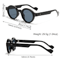 Pikkukuva 5 / 7: Pyöreät aurinkolasit Punk Shades UV400 Trendikkäät kirkkaat linssit Y2K-lasit Leopard