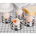 Miniatyrbilde 5 av 5: Eggkoppholder i rustfritt stål, sett for bløtkokte egg, holder for egg, kjøkkenutstyr