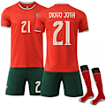 Miniatyrbild 1 av 3: 25-26 Portugal Hemma Fotbollströjor Set Fotbollskläder No. 21 Diogo Jota 20