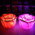 Miniatyrbillede 4 af 4: 4 stk. Romantisk skiftende LED flydende roseblomst stearinlys bryllupsnatlys