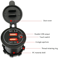 Miniatyrbillede 5 af 5: Quick Charge 3.0 Dobbelt USB Biloplader Stik Vandtæt 12V/24V QC3.0 Oplader Stik Strømudtag med Touch Switch C