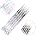 Miniatyrbild 3 av 5: 5 st 7/9/11/15/18 mm nagelborste set, akryl kristall borste nagelkonst nylon borsthuvud nagelverktyg