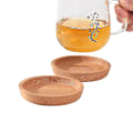Miniatyrbillede 3 af 5: 4 stk. træunderlag, korkunderlag til drikkevarer, runde træunderlag, naturlige korkunderlag til kaffe
