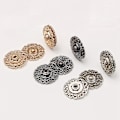 Miniatyrbilde 2 av 3: 10 stk 25mm hule metallknapper Snøflakformede knapper Festemidler Trykknapp DIY sytilbehør (svart)