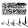 Miniatyrbild 1 av 5: 70 set Silver Blandade Former Nitar och Dubbar Konformade Nitar Lädernitar Kit för Kläder Skor B silver, A