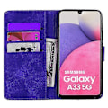 Miniatyrbillede 4 af 5: Wallet Case til Samsung Galaxy A33 5G Premium PU Læder Flip Cover Mandala Lilla