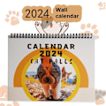 Pikkukuva 4 / 5: 2 kpl 2024 seinäkalenteri 2024, tammikuu 2024 - joulukuu 2024, 2024 seinäkalenteri kissat Buttholes-kalenteri