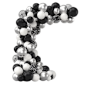 Miniatyrbillede 1 af 5: Elegant 85-delt sort og sølv ballonbue sæt - Premium kvalitet latex balloner