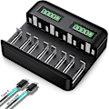 Miniatyrbillede 1 af 5: Universal batterioplader med 8 batterikapacitetsladehuller