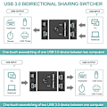 Miniatyrbild 5 av 5: Usb 3.0-switch 2 Pc Usb Bi-directional Switcher Selector Box 2x Usb3.0 Delning