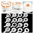 Miniatyrbillede 4 af 5: 16 stk. kaffemalings stencils cappuccino kaffe chokolade kunst stencils støvning skabelon