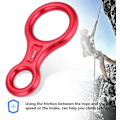 Miniatyrbillede 4 af 4: 8 Ring Descender, 35kn Herringbone Descender, 8 Ring Rappel Loop Klatring Redningsudstyr, Herringbone Night