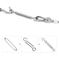 Miniatyrbillede 3 af 4: 6 stk. Wire Tensioner Turnbuckle Hook Eye Tension Screw Wire Tensioner Rustfrit Stål Tensioner Sæt Til Heavy Duty Justerbar (m4)