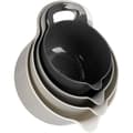 Paris 4-pack Stackable Mixing Bowls with Spout and Handle, BPA-Free Microwave and Dishwasher Safe (Grey, 4-pack with Handle)