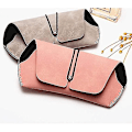 Miniatyrbillede 5 af 5: Briller Etui, Blød Bærbar Pu Læder Solbriller Etui Taske, Enkelt Briller Taske Til Mænd Kvinder(grå+pink)2stk