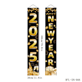 Miniatyrbillede 2 af 5: Sort 2025 Nytårsbanner til nytårsaftenfestdekorationer er vaskbar og rivefast (72x12 tommer)