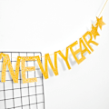 Miniatyrbillede 4 af 5: Guld Happy New Year Banner til Hjemmets Pejsdekorationer, 2025 Happy New Year Temafest