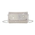Glittrig Kvällsväska Clutch för Kvinnor Kedja Axelväska Bröllopsfest Handväska Silver
