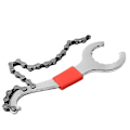 Miniatyrbillede 1 af 5: 3 i 1 Multifunktions Pedal Spanner Svinghjul Kassette Fjernelsesværktøj Med Kædepisk Kædekrans Fjernelse Nøgle(1stk, Sølv)