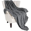 Miniatyrbillede 1 af 5: Flannel Tæppe, 127x178 CM Blødt Sofatæppe, Vaffel Fleece Tæppe til Sofa, Mørkegråt Tæppe