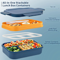 Miniatyrbilde 3 av 5: Bento Box Lunsjbokser, 2000ml Bento Lunsjboks for Voksne Barn, Stakkbar Japansk Lunsjboks med 8 Rom, Lekkasikker Måltidspreparat (blå)
