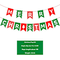 Miniatyrbilde 1 av 5: Rød Grønn Merry Banner til Jul - Banner til Juledekorasjoner, Juleminner og Gaver (16*12cm)
