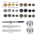 Miniatyrbillede 3 af 4: 120 stk. Læder Snap Kit 12,5 mm Metal Snap Snap Remme 4 Indstillingsværktøjer 6 Farver Læder Snaps