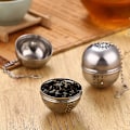 Miniatyrbillede 4 af 5: Rustfrit Stål Te-Infuser Mesh Te- og Urtebold Sigte med Forlænget Kæde Hæk til Løse Blade Te Urte Krydderier Æg Form (10 stk, Sølv) -z