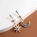 Miniatyrbillede 5 af 5: Crescent Moon Star Dangle Øreringe, Sol Måne Stjerner Drop Øreringe Hypoallergeniske, Stjerne og Måne Øreringe Studs