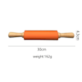 Miniatyrbilde 2 av 4: Kavel - Non-stick silikon kjevle med trehåndtak - 30 cm oransje