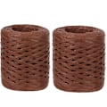 Miniatyrbillede 1 af 9: 2 ruller 200M håndstrikket Lafite Raffia strå miljøvenligt papirgarn bageemballage bælte reb Chocola Chocolate Length 200m/roll