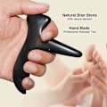 Miniatyrbillede 3 af 5: Bazhou Massageværktøjer Trigger Point Naturlige Varme Sten Massage Til Spa Akupunktur Terapi På Fod Nakke Ansigt Ryg Velegnet Til Fodmassager (1 stk, Sort