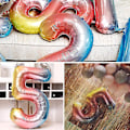 Miniatyrbillede 3 af 5: Talballoner, 40 tommer store regnbue folie mylar heliumballoner til fødselsdagsfestgradient, 5
