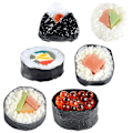 Miniatyrbilde 2 av 2: 6 stk kunstig sushi prøve falsk mat simulering risruller modell realistisk naturtro sushi modell