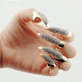 Miniatyrbillede 3 af 5: Sæt med 5 guld Forskellige størrelser Legering Rhinestones Falsk Klo Negl Finger Klo Ring Punk Stil Falske Negle